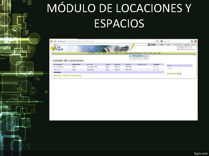 MÓDULO DE LOCACIONES Y ESPACIOS 