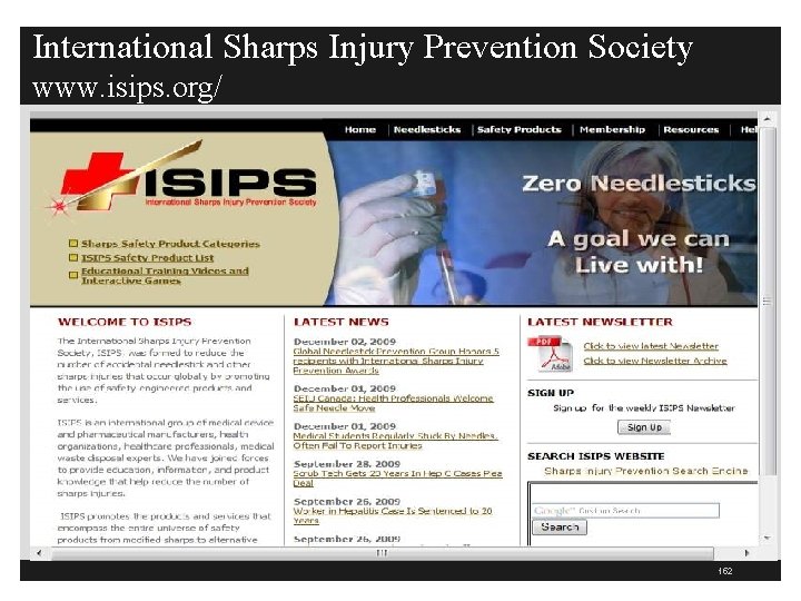 International Sharps Injury Prevention Society www. isips. org/ 152 