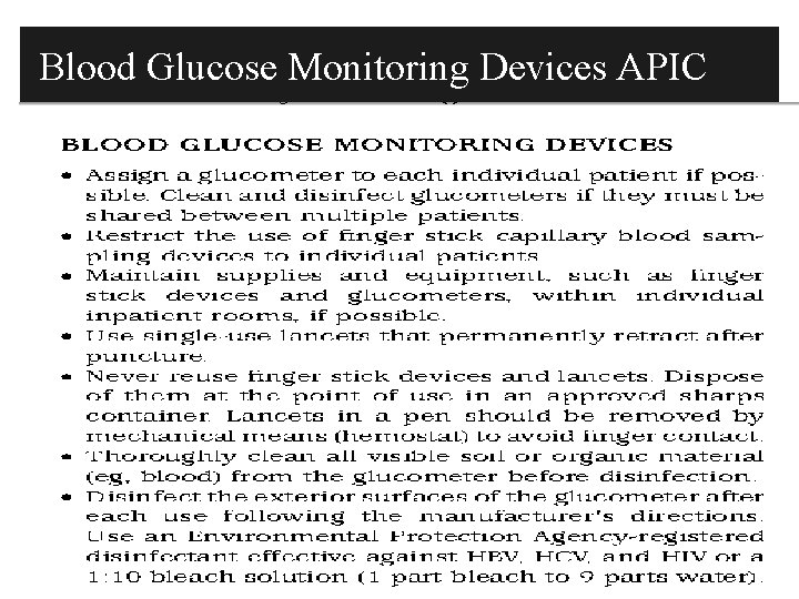 Blood Glucose Monitoring Devices APIC 66 