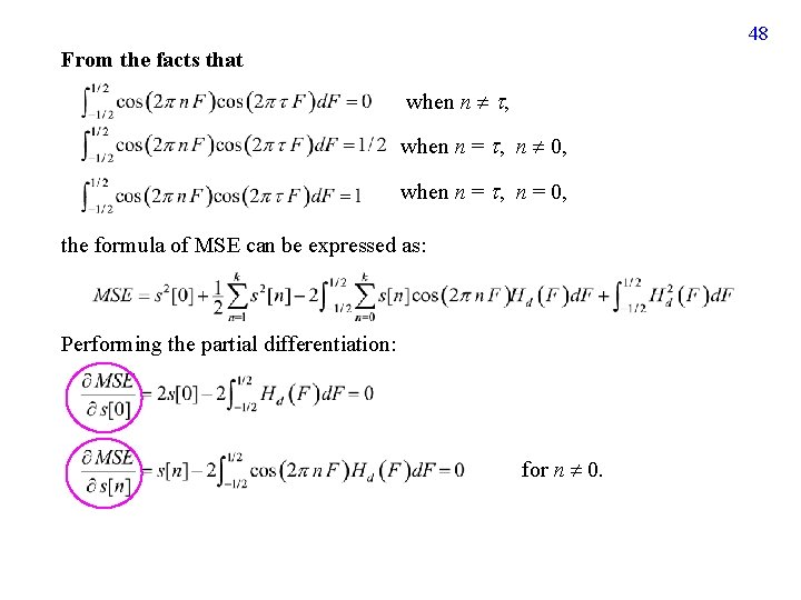 48 From the facts that when n , when n = , n 0,