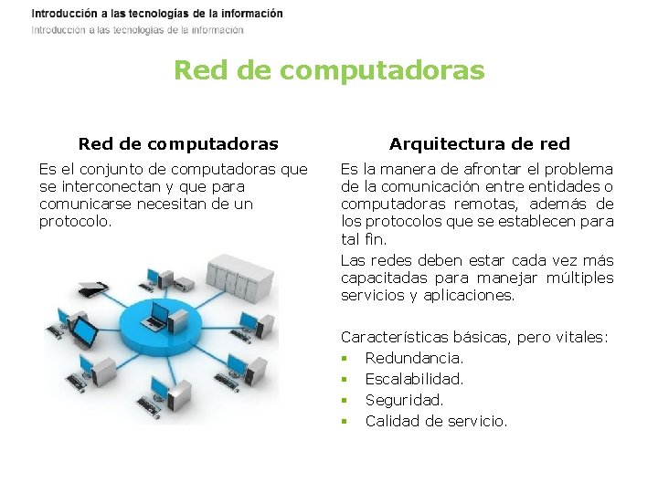 Red de computadoras Es el conjunto de computadoras que se interconectan y que para