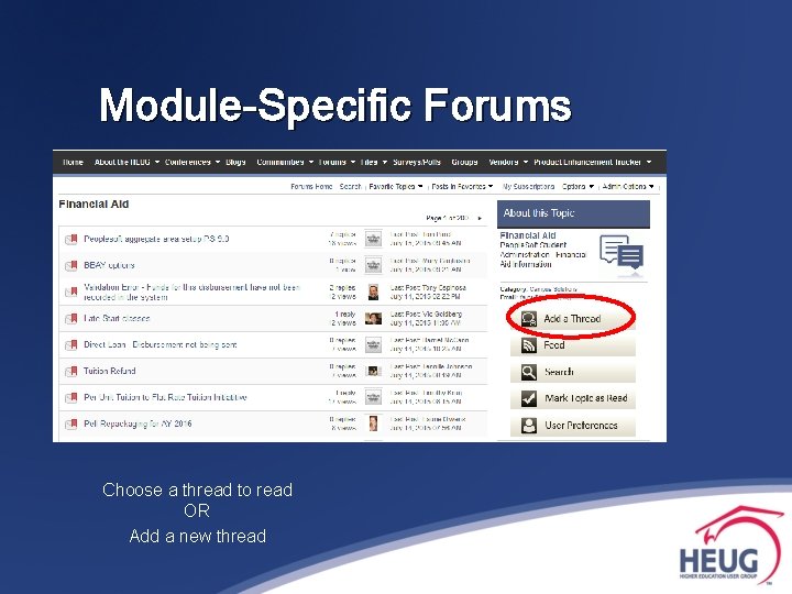 Module-Specific Forums Choose a thread to read OR Add a new thread 