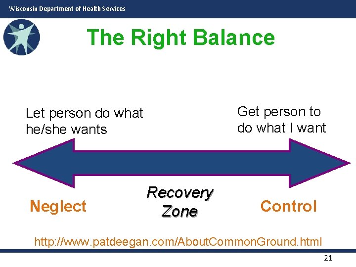 Wisconsin Department of Health Services The Right Balance Get person to do what I