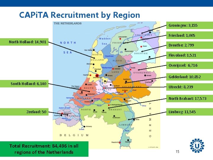 CAPi. TA Recruitment by Region Groningen: 3, 155 Friesland: 1, 005 North Holland: 14,