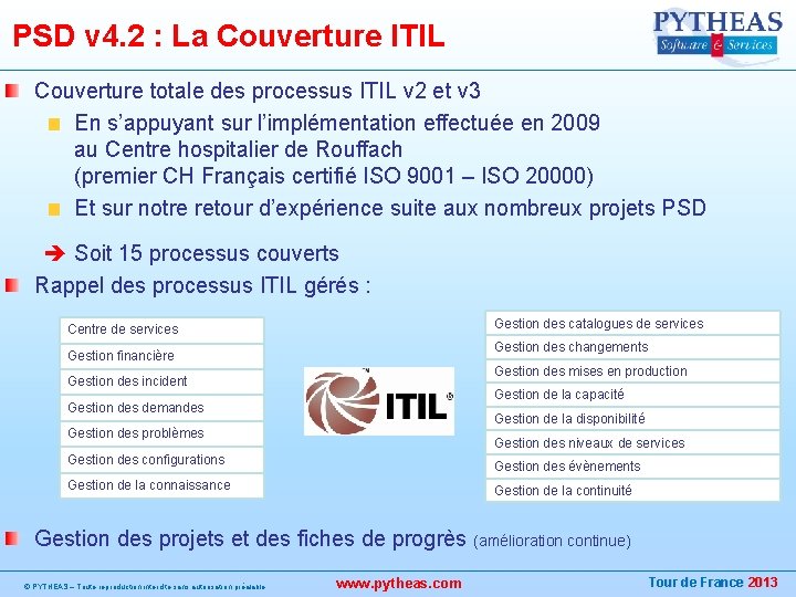 PSD v 4. 2 : La Couverture ITIL Couverture totale des processus ITIL v