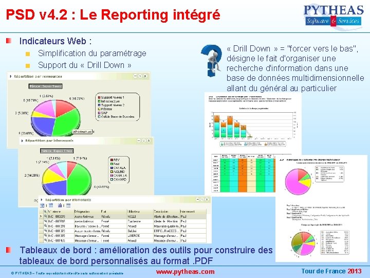 PSD v 4. 2 : Le Reporting intégré Indicateurs Web : « Drill Down