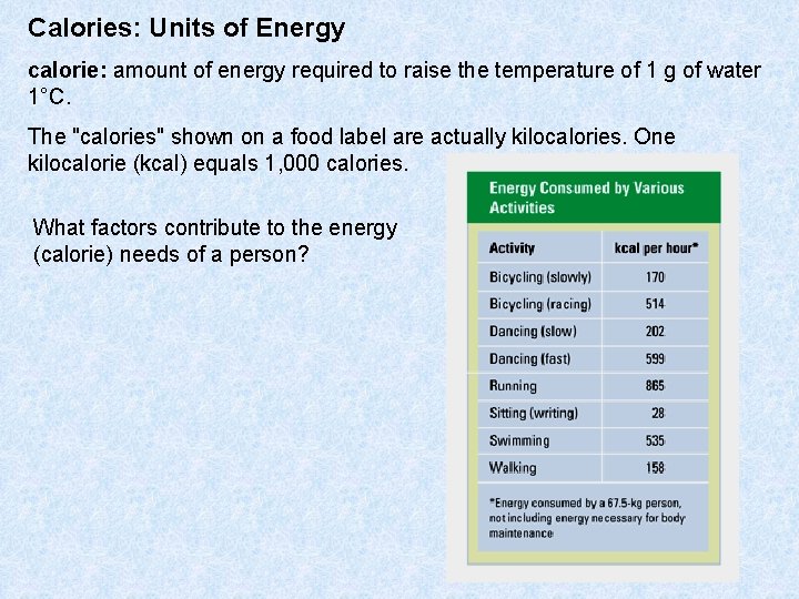 Calories In Physics Cellular Respiration Harvesting Energy From Food Chapter 7