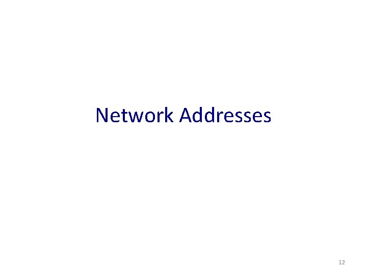 Network Addresses 12 