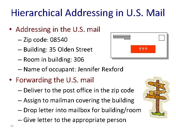 Hierarchical Addressing in U. S. Mail • Addressing in the U. S. mail –