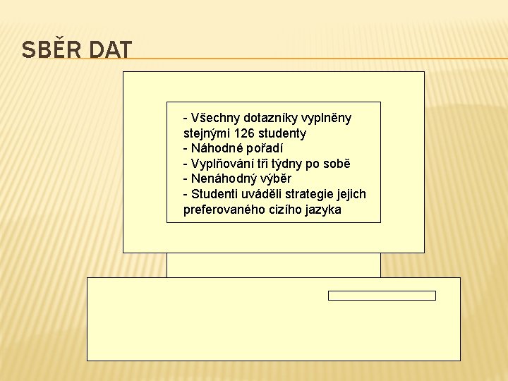 SBĚR DAT - Všechny dotazníky vyplněny stejnými 126 studenty - Náhodné pořadí - Vyplňování