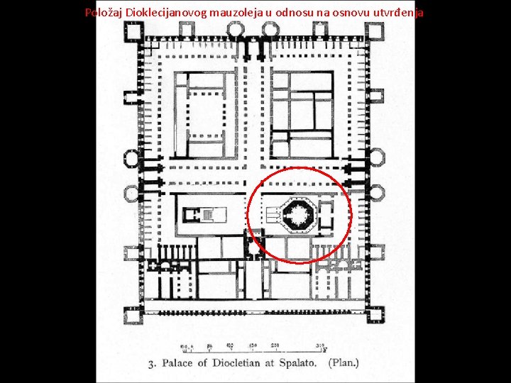 Položaj Dioklecijanovog mauzoleja u odnosu na osnovu utvrđenja 