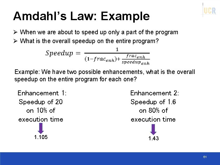 Amdahl’s Law: Example Ø When we are about to speed up only a part