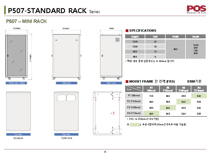 P 507 -STANDARD RACK Series P 507 – MINI RACK ■ SPECIFICATIONS Height Unit