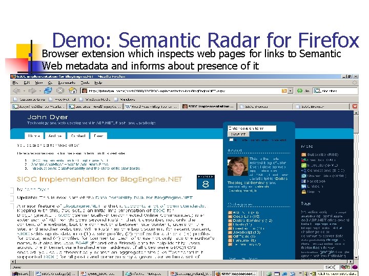 n Demo: Semantic Radar for Firefox Browser extension which inspects web pages for links