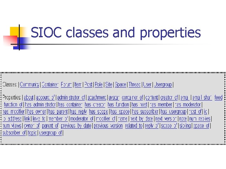 SIOC classes and properties 