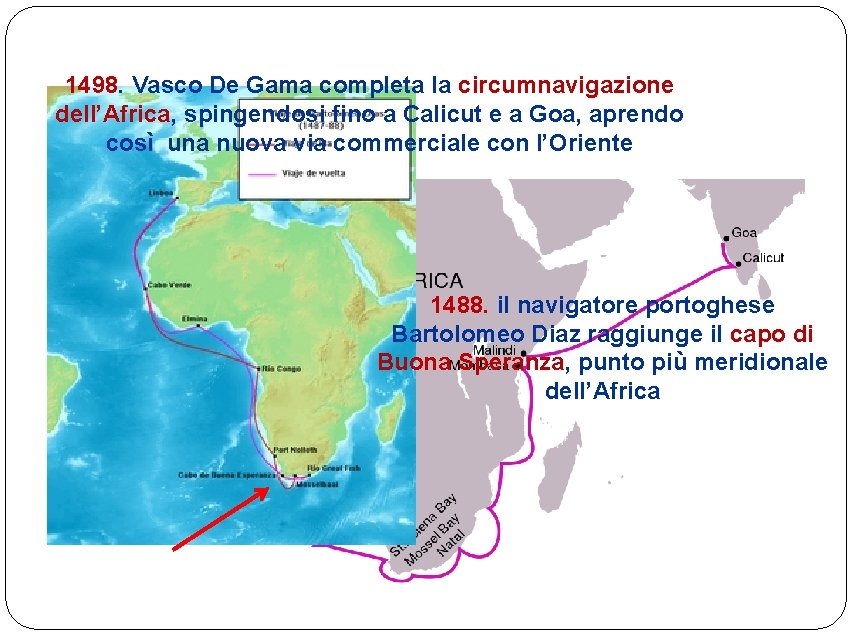 1498. Vasco De Gama completa la circumnavigazione dell’Africa, spingendosi fino a Calicut e a