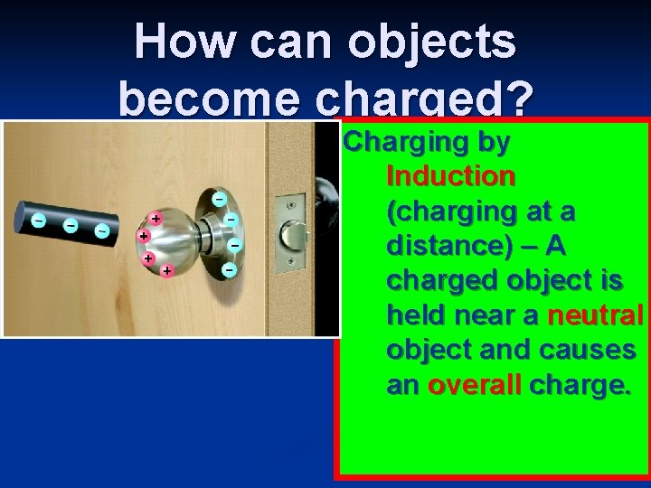 How can objects become charged? Charging by Induction (charging at a distance) – A