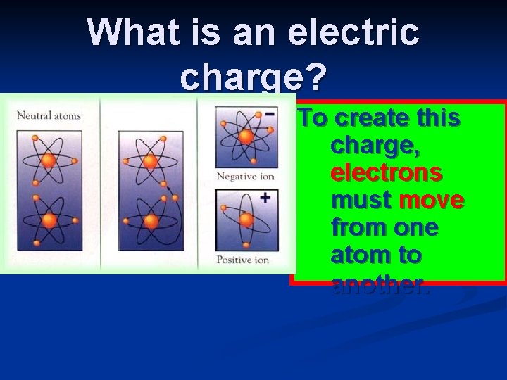 What is an electric charge? To create this charge, electrons must move from one