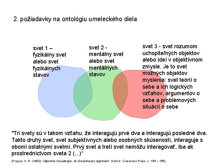 2. požiadavky na ontológiu umeleckého diela svet 1 – fyzikálny svet alebo svet fyzikálnych