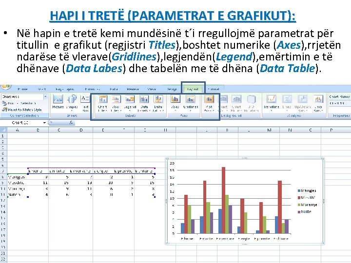 HAPI I TRETË (PARAMETRAT E GRAFIKUT): • Në hapin e tretë kemi mundësinë t´i