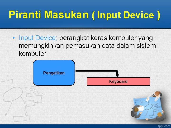 Piranti Masukan ( Input Device ) • Input Device; perangkat keras komputer yang memungkinkan