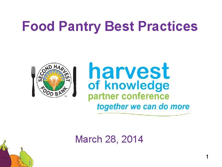 Food Pantry Best Practices March 28, 2014 1 