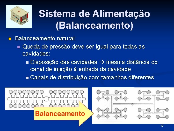 Sistema de Alimentação (Balanceamento) n Balanceamento natural: n Queda de pressão deve ser igual