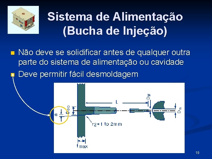 Sistema de Alimentação (Bucha de Injeção) n n Não deve se solidificar antes de