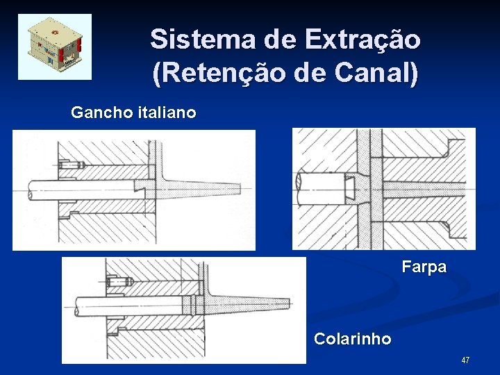 Sistema de Extração (Retenção de Canal) Gancho italiano Farpa Colarinho 47 