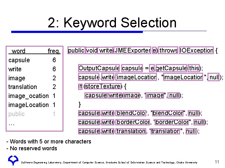 2: Keyword Selection word freq. capsule 6 write 6 image 2 translation 2 image_ocation 2: Keyword Selection word freq. capsule 6 write 6 image 2 translation 2 image_ocation