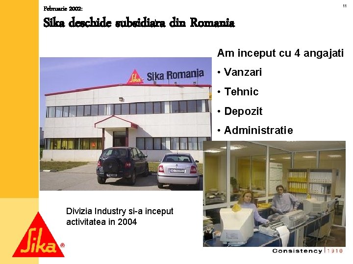 11 Februarie 2002: Sika deschide subsidiara din Romania Am inceput cu 4 angajati •