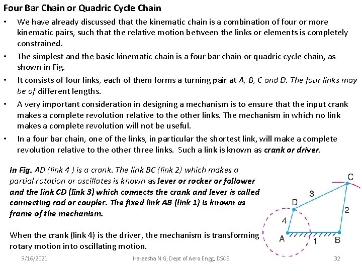 Four Bar Chain or Quadric Cycle Chain • • • We have already discussed