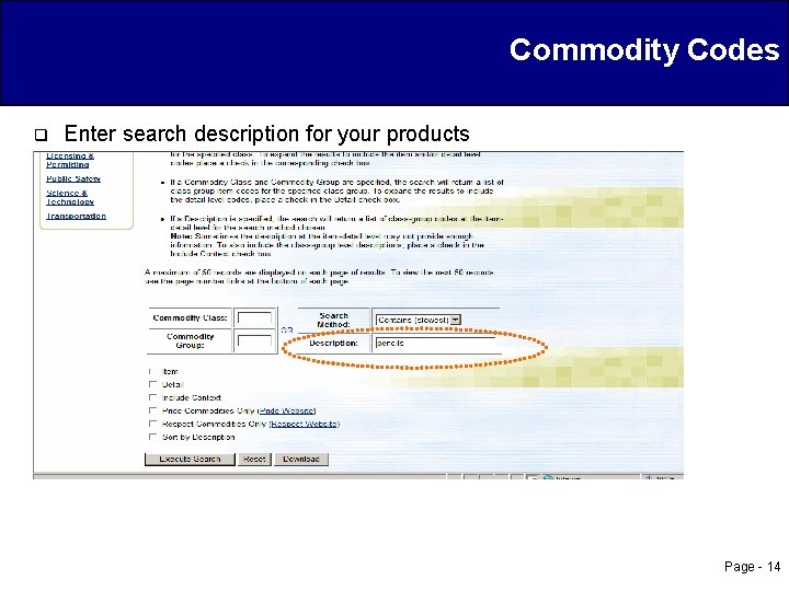 Commodity Codes q Enter search description for your products Page - 14 