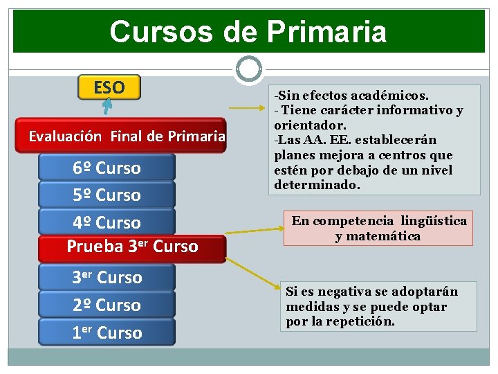 Cursos de Primaria ESO Evaluación Final de Primaria 6º Curso 5º Curso 4º Curso