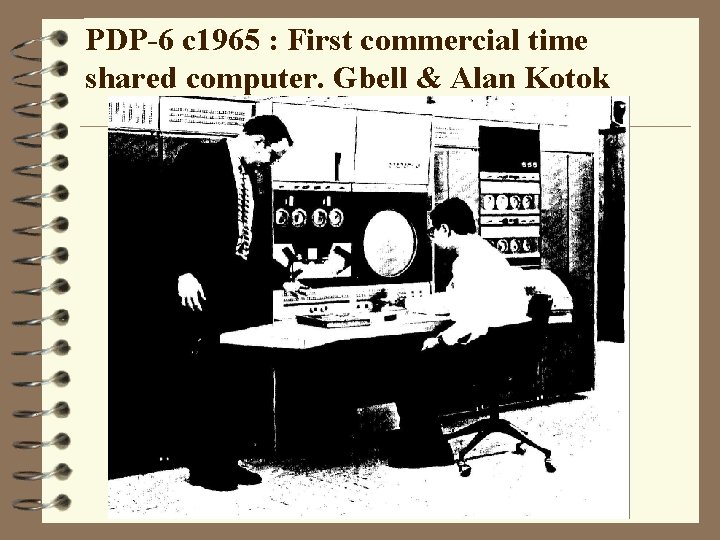 PDP-6 c 1965 : First commercial time shared computer. Gbell & Alan Kotok 