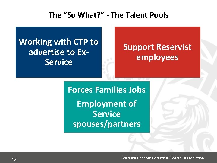 The “So What? ” - The Talent Pools Working with CTP to advertise to
