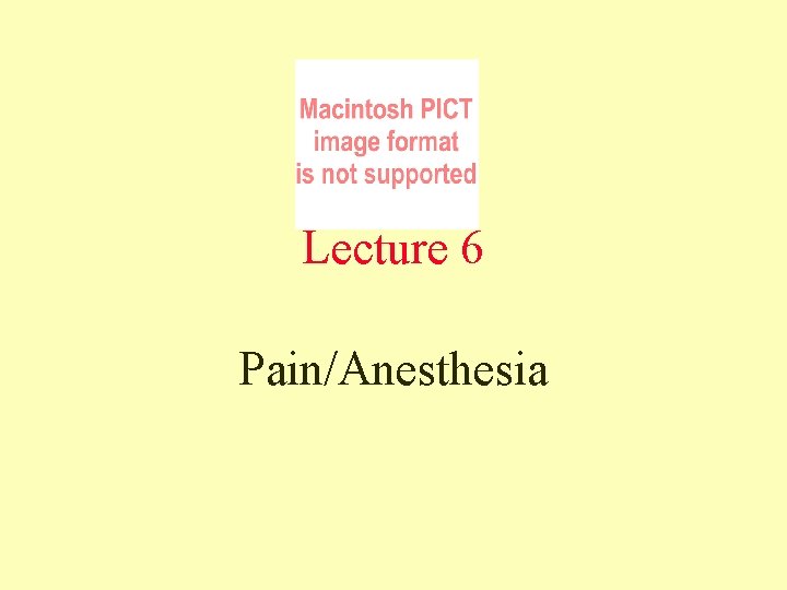 Lecture 6 Pain/Anesthesia 