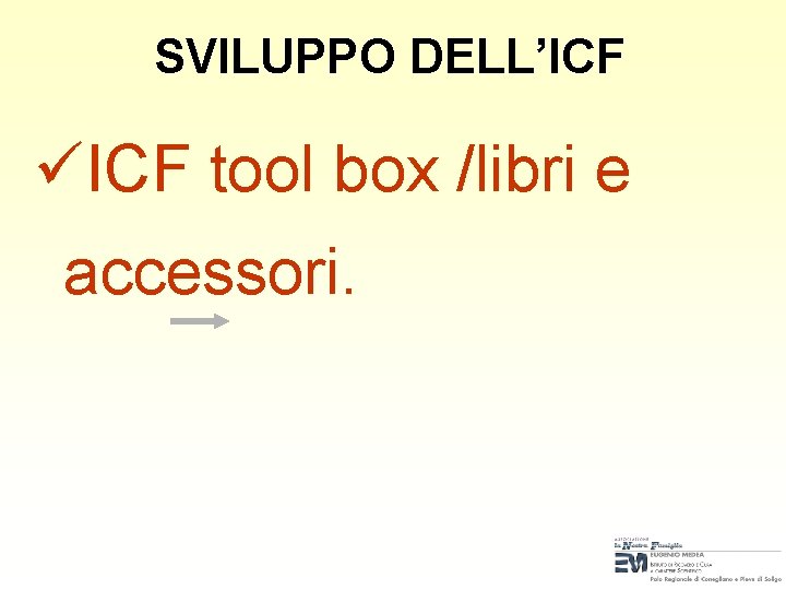 SVILUPPO DELL’ICF üICF tool box /libri e accessori. 