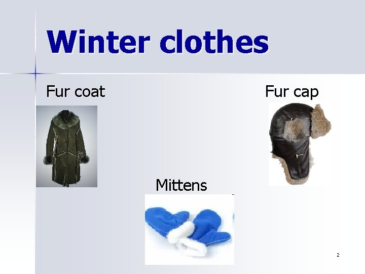 Winter clothes Fur coat Fur cap Mittens 2 