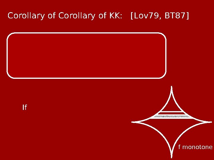 Corollary of KK: [Lov 79, BT 87] If f monotone 