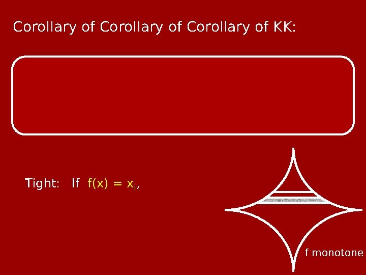 Corollary of KK: Tight: If f(x) = xi, f monotone 
