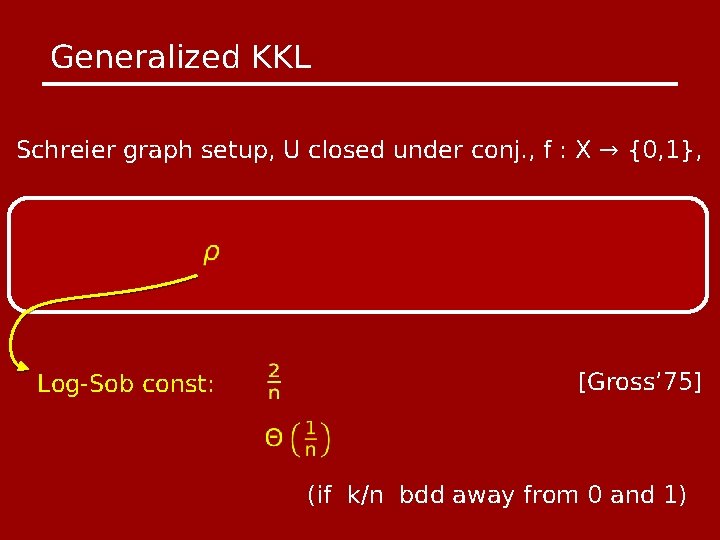 Generalized KKL Schreier graph setup, U closed under conj. , f : X →