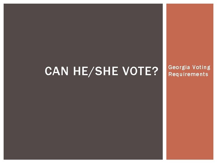 CAN HE/SHE VOTE? Georgia Voting Requirements 