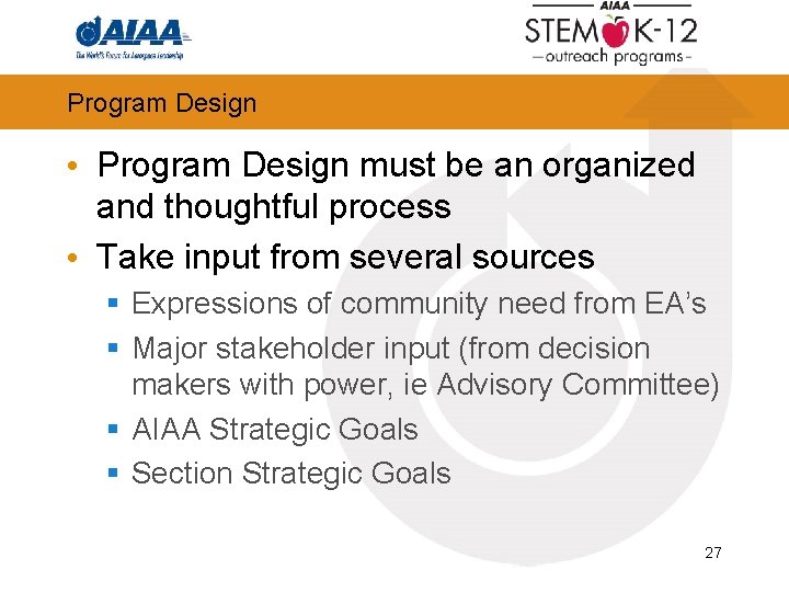 Program Design • Program Design must be an organized and thoughtful process • Take