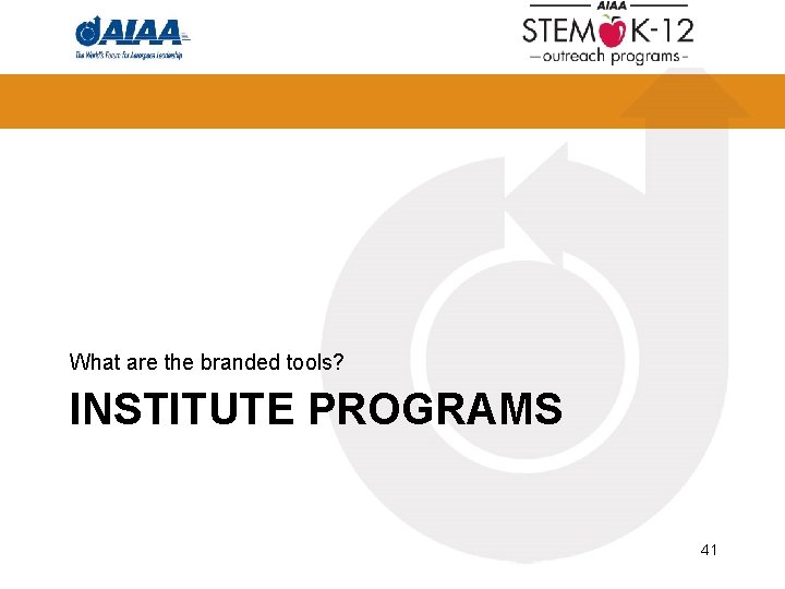 What are the branded tools? INSTITUTE PROGRAMS 41 