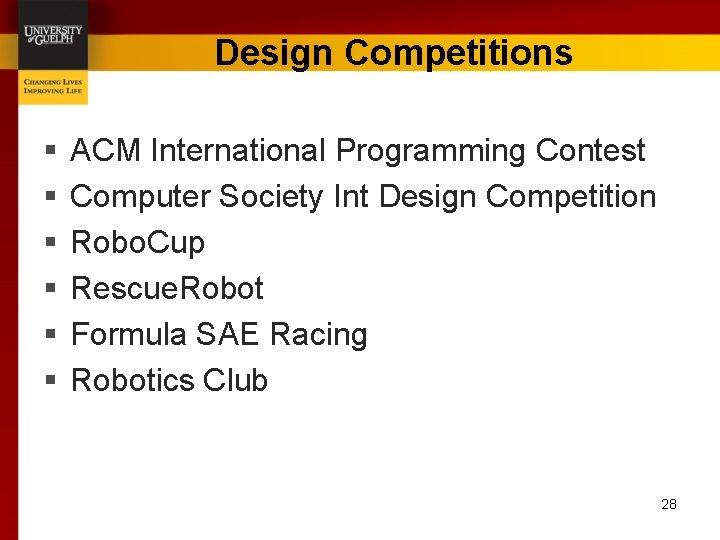 Design Competitions § § § ACM International Programming Contest Computer Society Int Design Competition