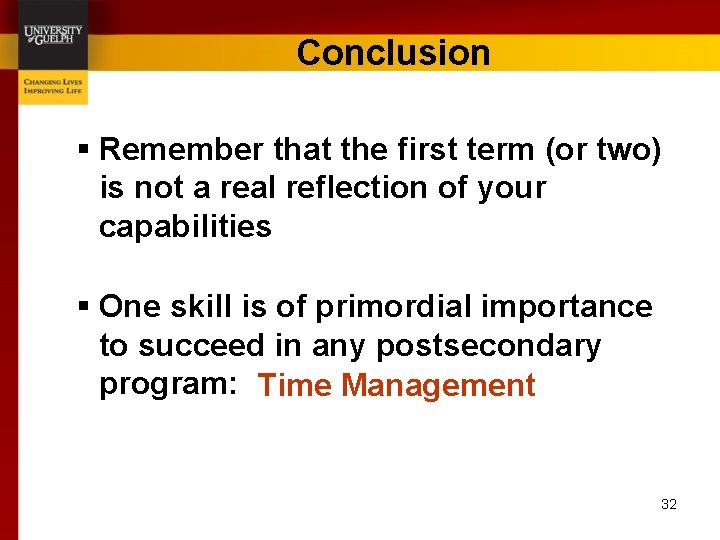 Conclusion § Remember that the first term (or two) is not a real reflection