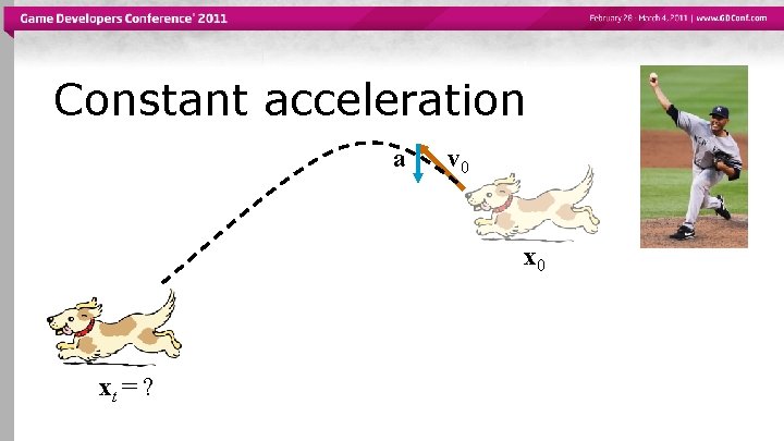 Constant acceleration a v 0 xt = ? 