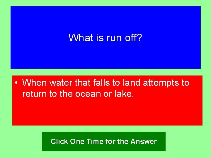 What is run off? • When water that falls to land attempts to return