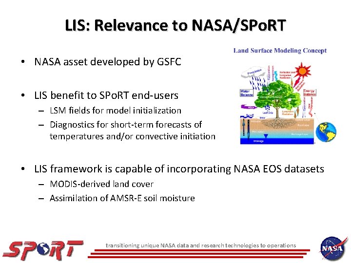 LIS: Relevance to NASA/SPo. RT • NASA asset developed by GSFC • LIS benefit